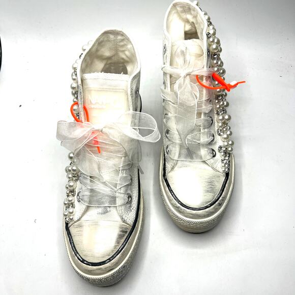 Nan-ku Couture  Pearl Crush Hi Top Sneakers Size EU 37 US 7 - Picture 2 of 9